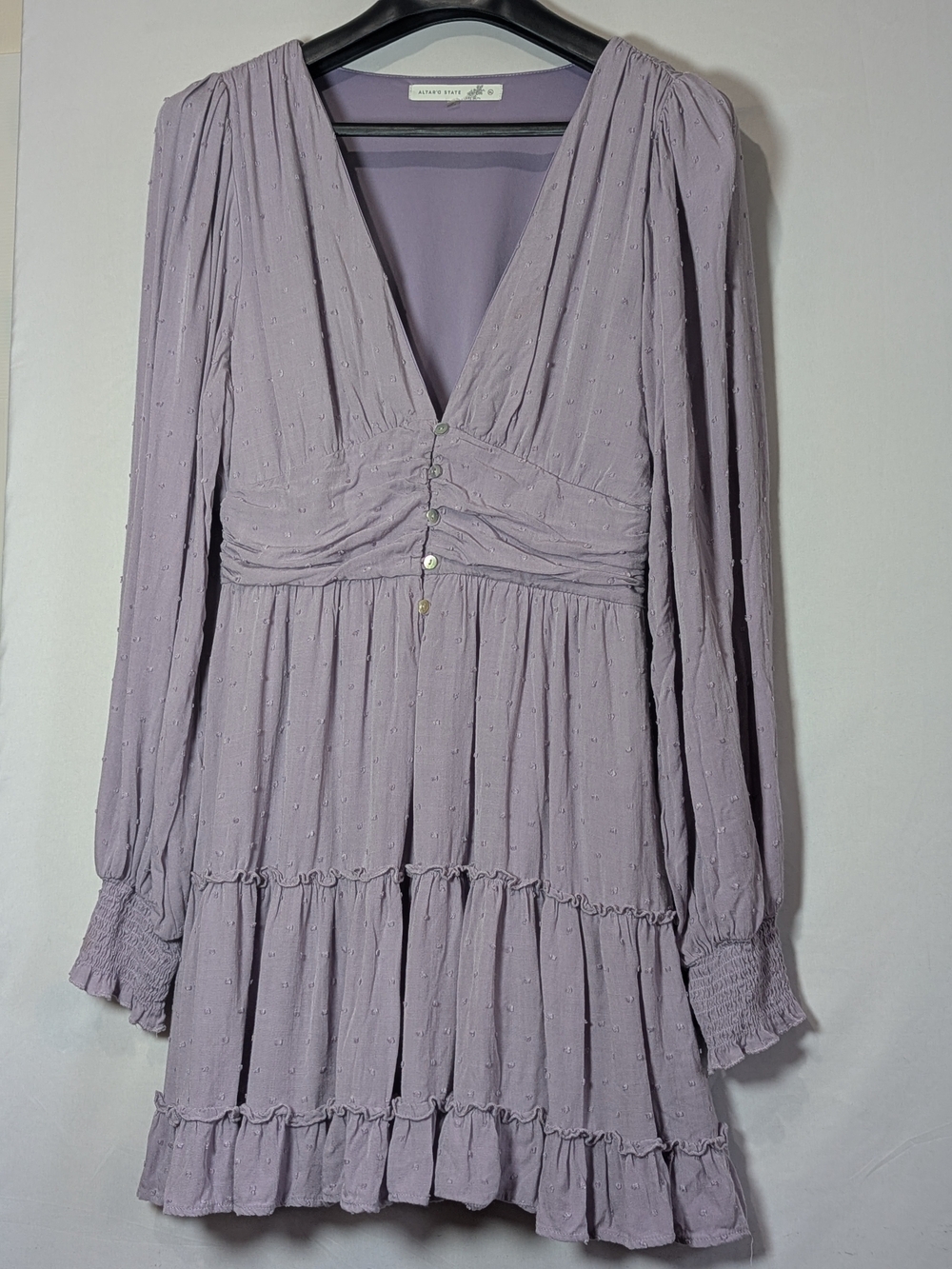 Altered State XL Lavender Swiss Dot Tiered Ruffle Mini Dress